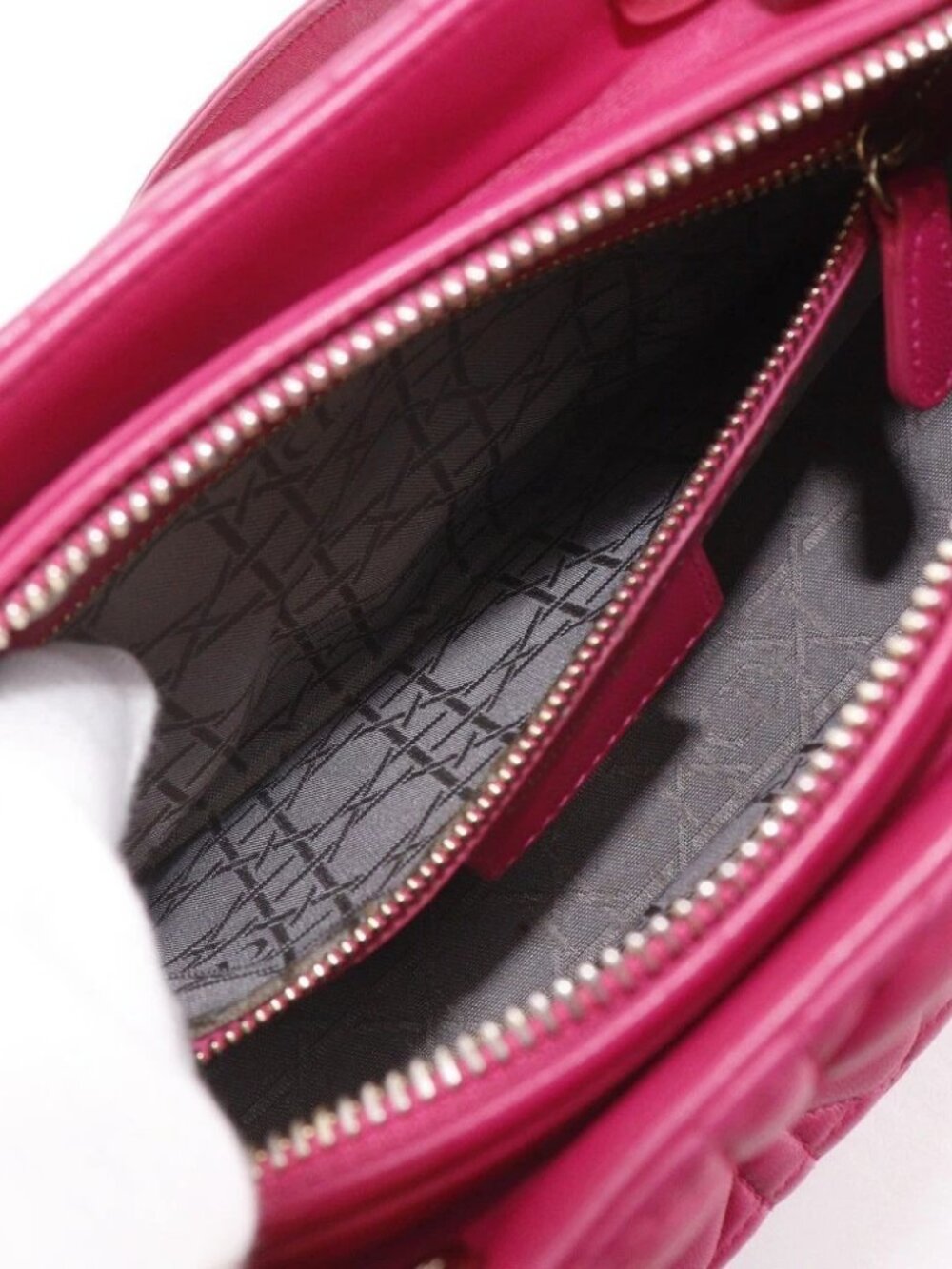 Dior Lady Dior Medium Handbag Canage pink lambskin Women - Picture 7 of 12